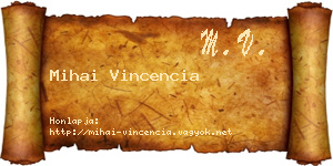 Mihai Vincencia névjegykártya